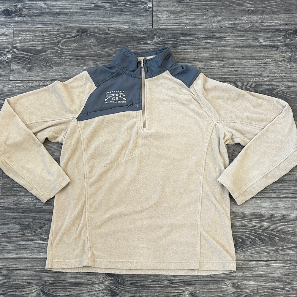Grunt Style Tan and Gray Zip-Up Fleece